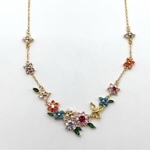 KS845-Kate Spade butterfly and flowers necklace